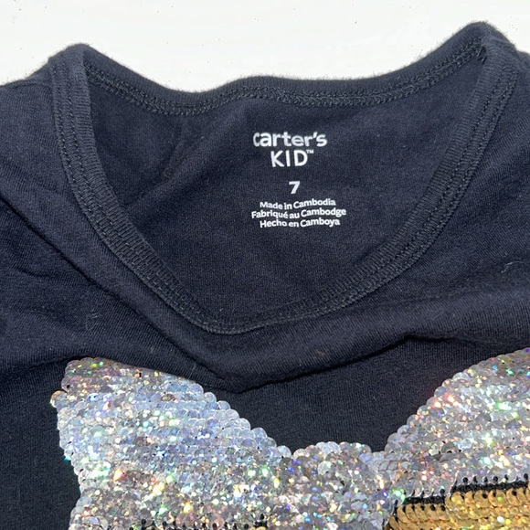 Cater’s Kids girls size 7 Y long sleeve black gold silver tshirt - Picture 3 of 3